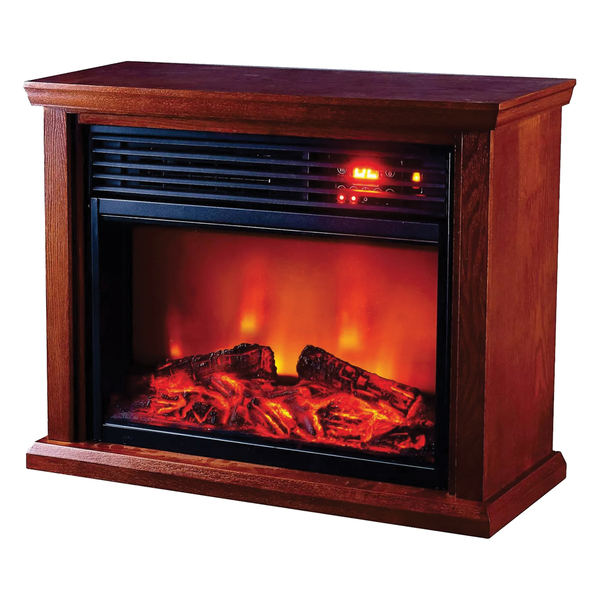 OPTIMUS - Optimus H-8261 H-8261 2-Setting 1,500-Watt-Max 28-In. Flame-Effect Fireplace Wood-Cabinet Infrared Quartz Heater with Remote and LED Display