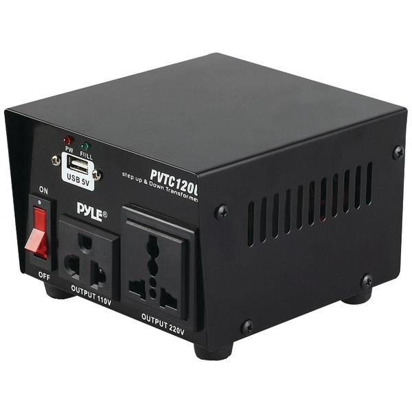 PYLE(R) - Pyle PVTC120U Step Up and Step Down Voltage Converter Transformer with USB Charging Port (100-Watt)