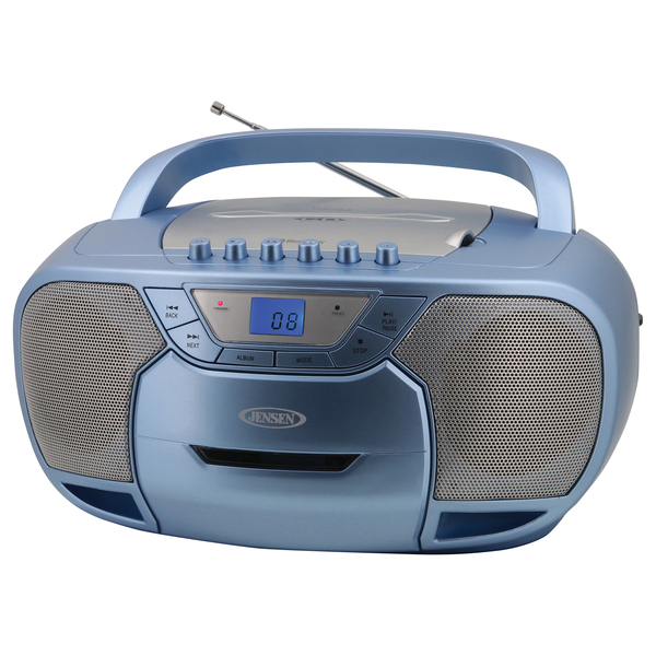 JENSEN(R) - JENSEN CD-590-BL CD-590 1-Watt Portable Stereo CD and Cassette Player/Recorder with AM/FM Radio and Bluetooth (Light Blue)